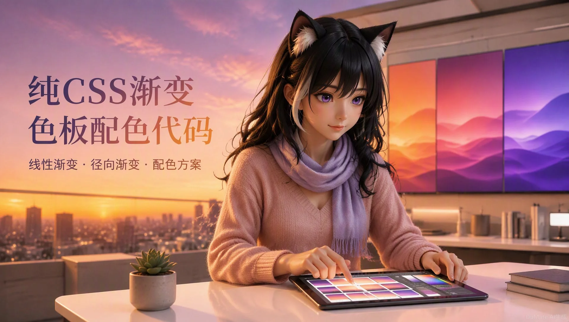 纯CSS渐变⾊板配⾊代码封面图